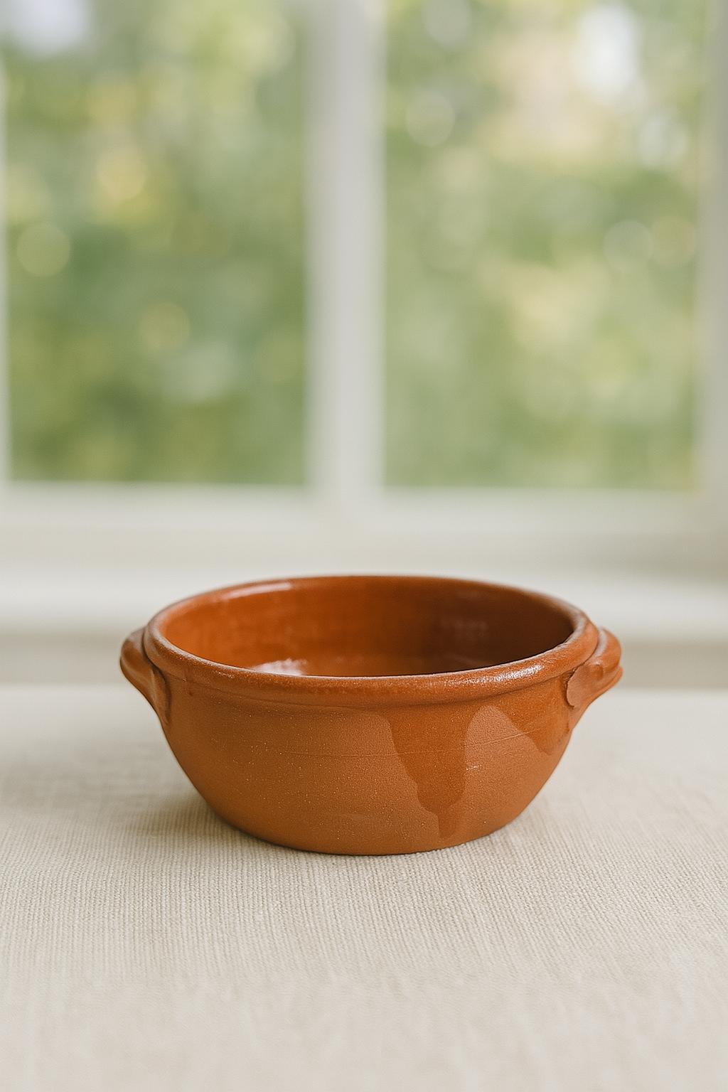 Traditional Terracotta Bowl with Handles (5.5-inch diameter)
