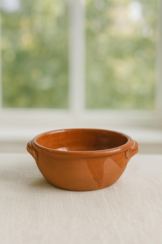 Traditional Terracotta Bowl with Handles (5.5-inch diameter)