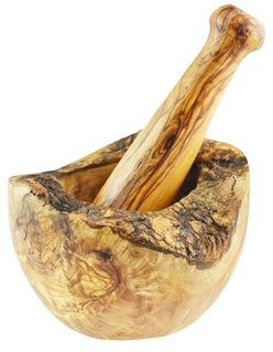 Olive Wood Rustic Mortar and Pestle.