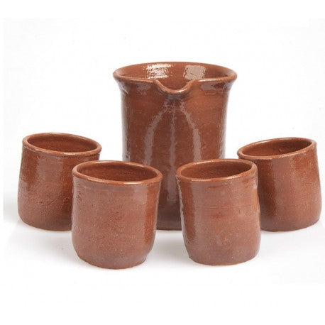 Terracotta carafe with 4 glasses